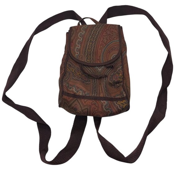 ETRO Mini Backpack Bag All-over Paisley Pattern Nylon Brown main image 12